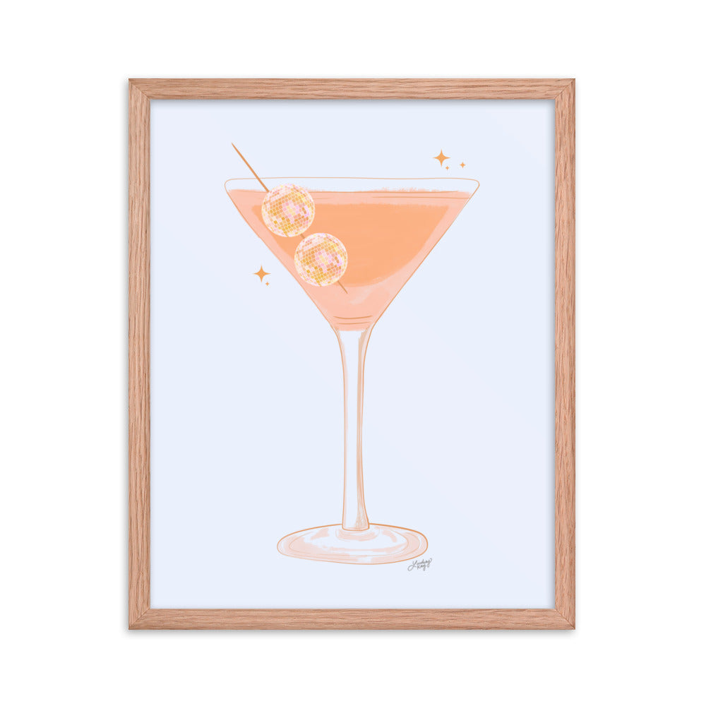 Illustration de boule disco Martini - Impression mate encadrée