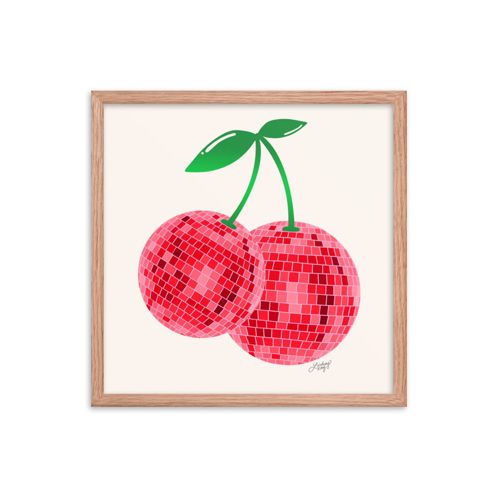 Cerises Disco Ball - Impression mate encadrée