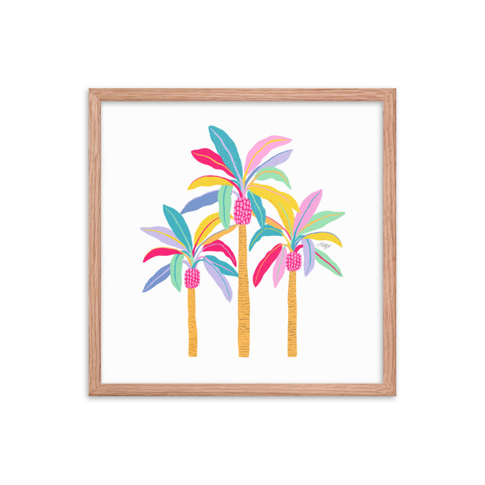 Palm Tree Illustration (Pastel Palette) - Framed Matte Print