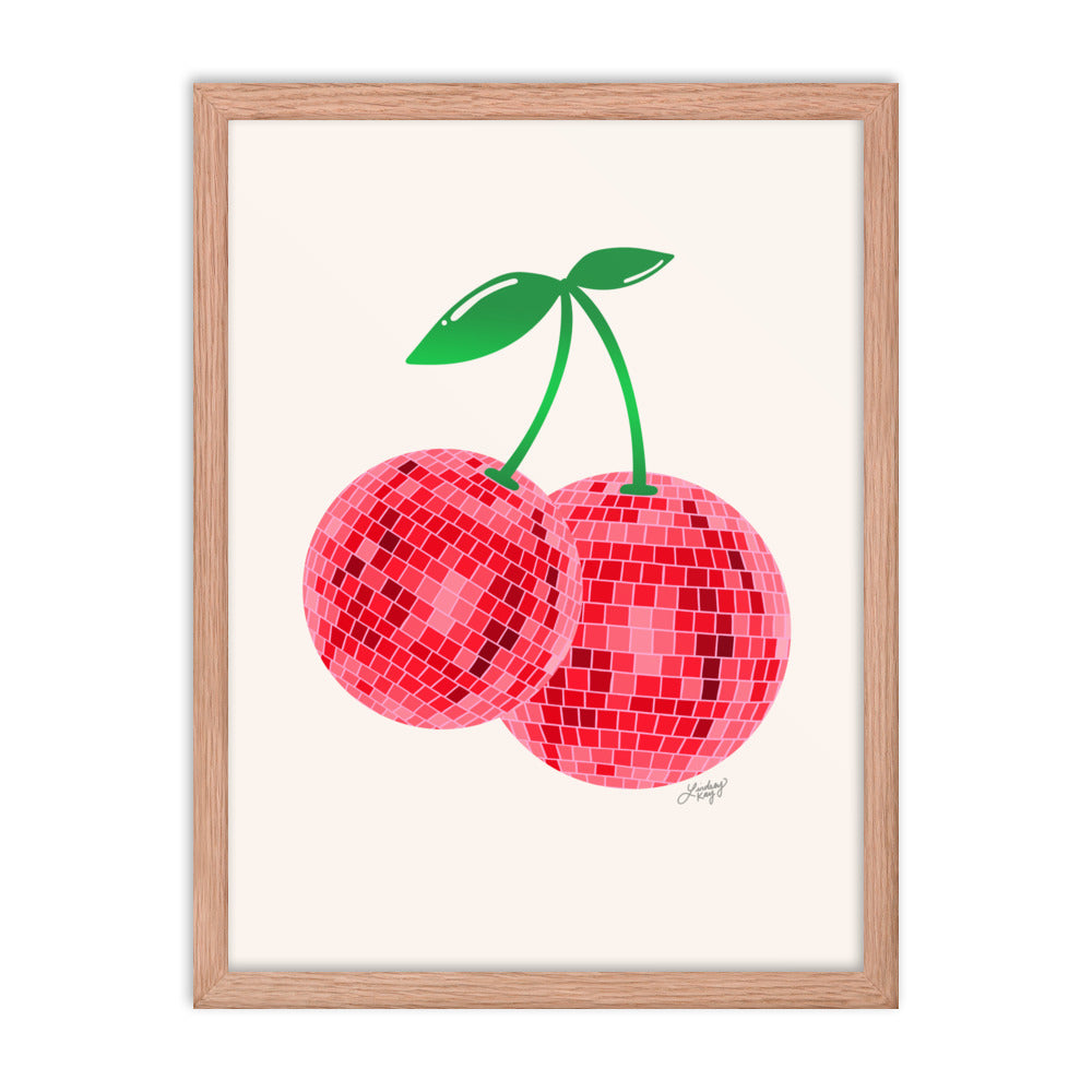 Cerises Disco Ball - Impression mate encadrée