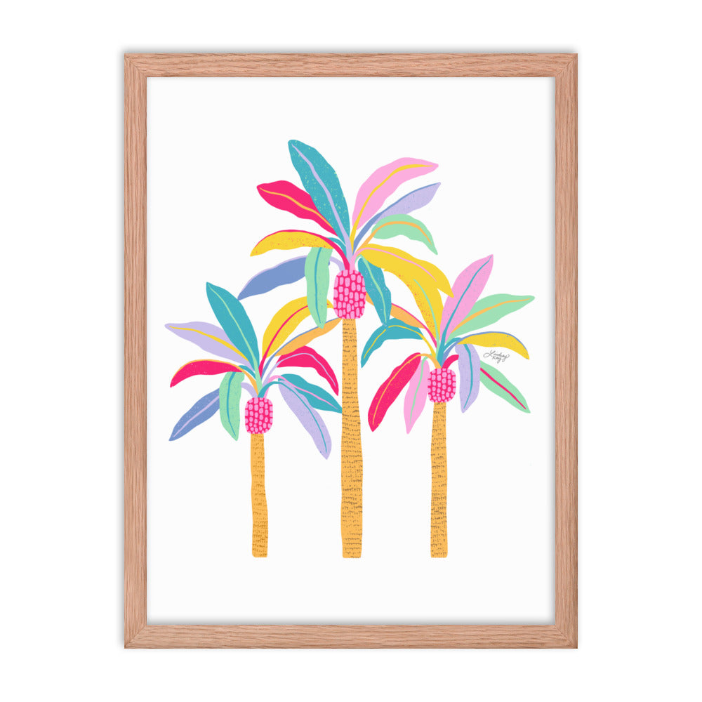Palm Tree Illustration (Pastel Palette) - Framed Matte Print