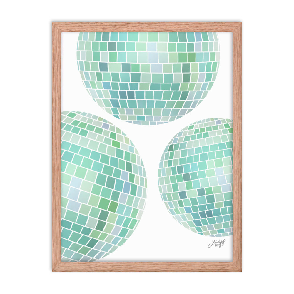 Illustration de boules disco vertes - Impression mate encadrée