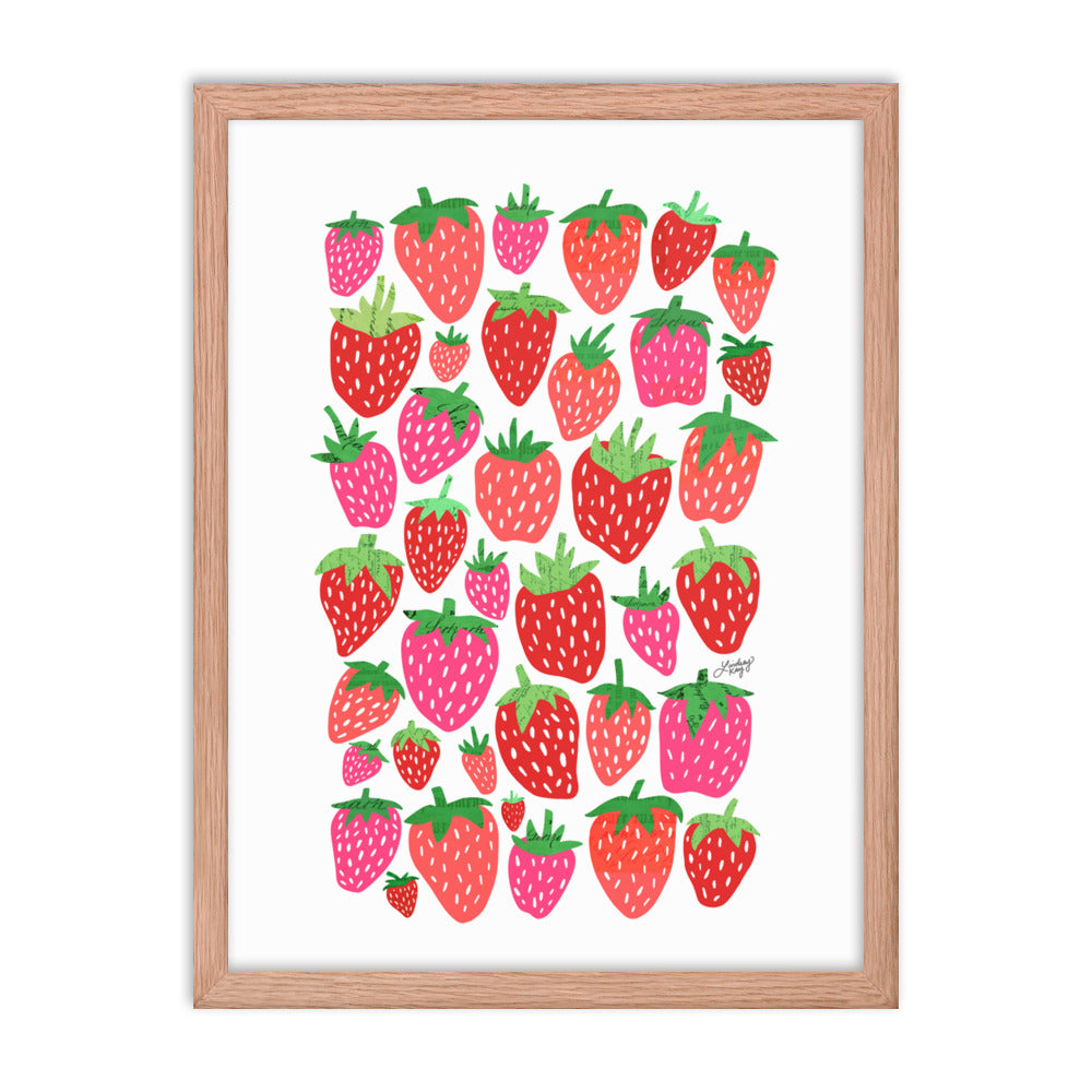 Illustration de fraises - Impression mate encadrée