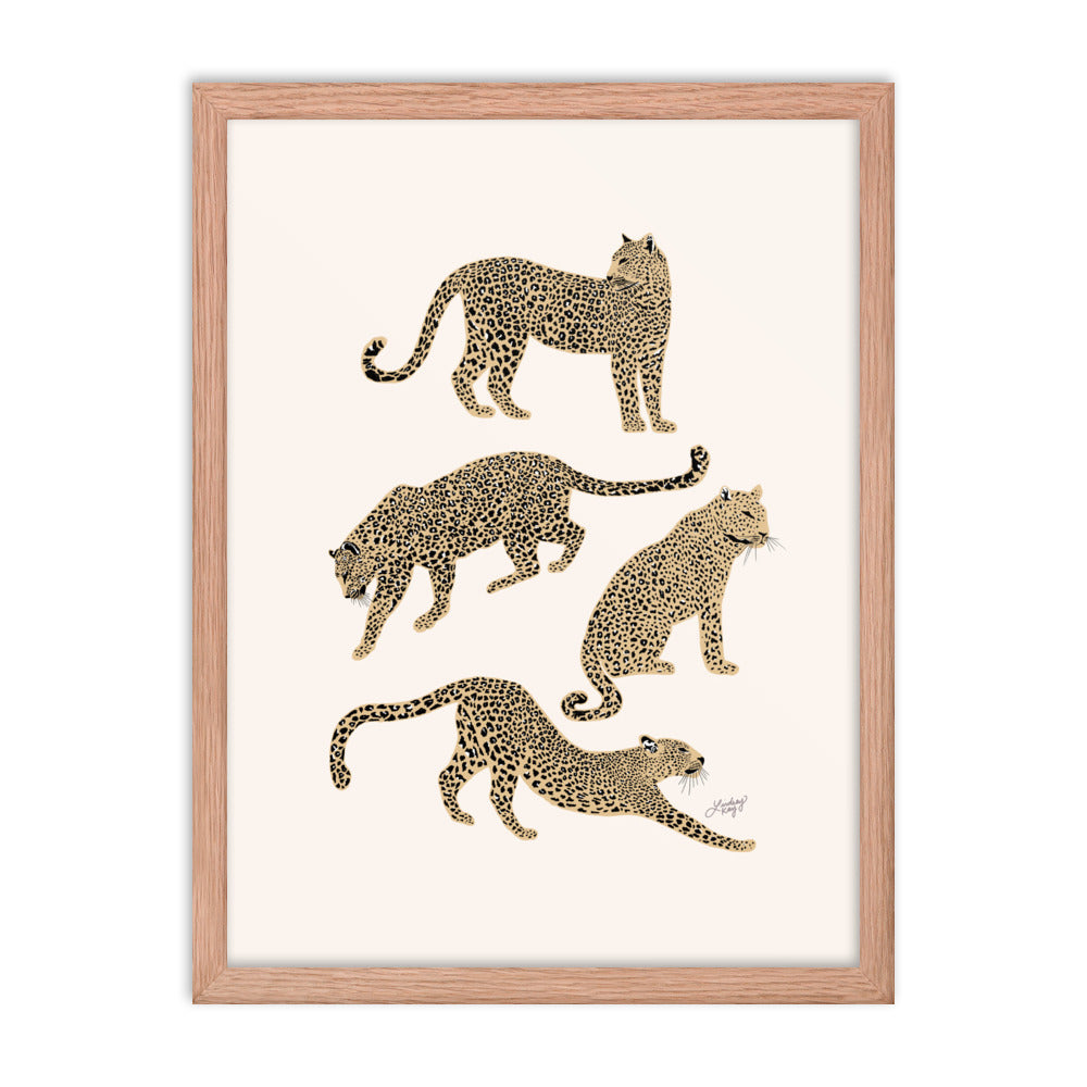 Leopards Illustration (Tan Palette) - Framed Matte Print - Lindsey Kay Collective