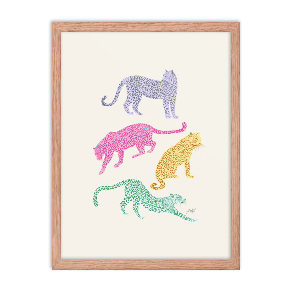 Colorful Leopards - Framed Matte Print