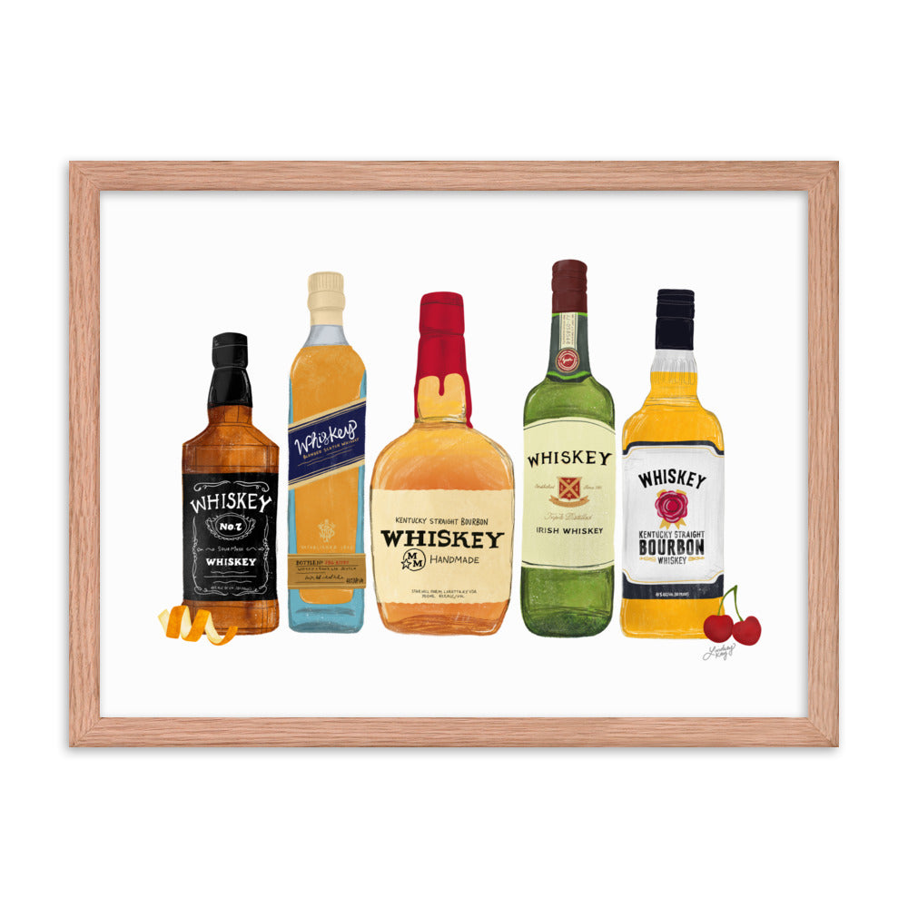 Whiskey Bottlees - Framed Matte Print - Lindsey Kay Collective