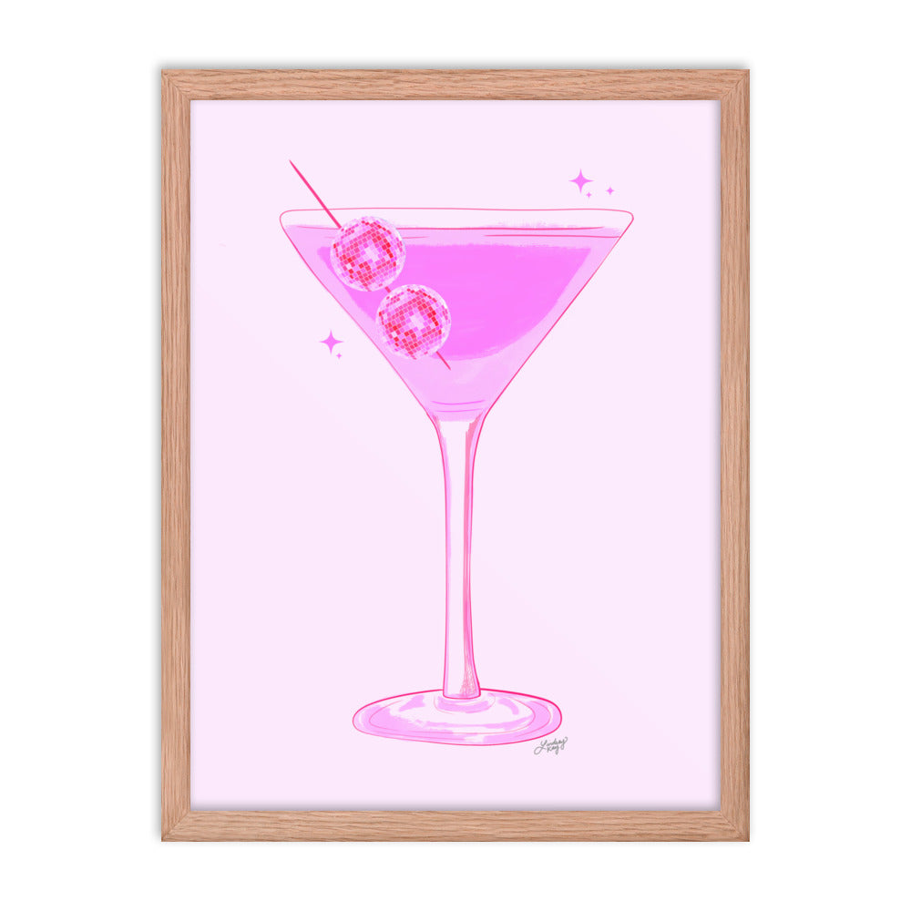Illustration de boule disco Martini - Impression mate encadrée