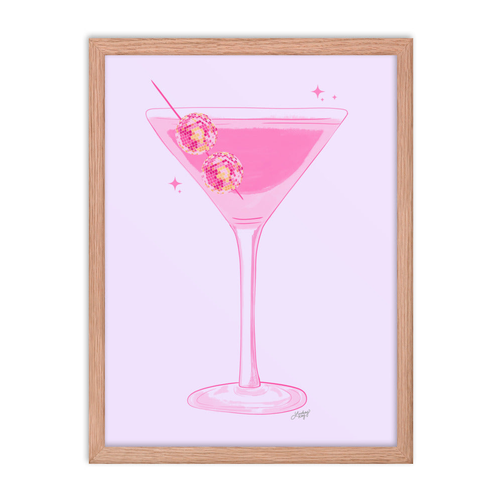 Illustration de boule disco Martini - Impression mate encadrée