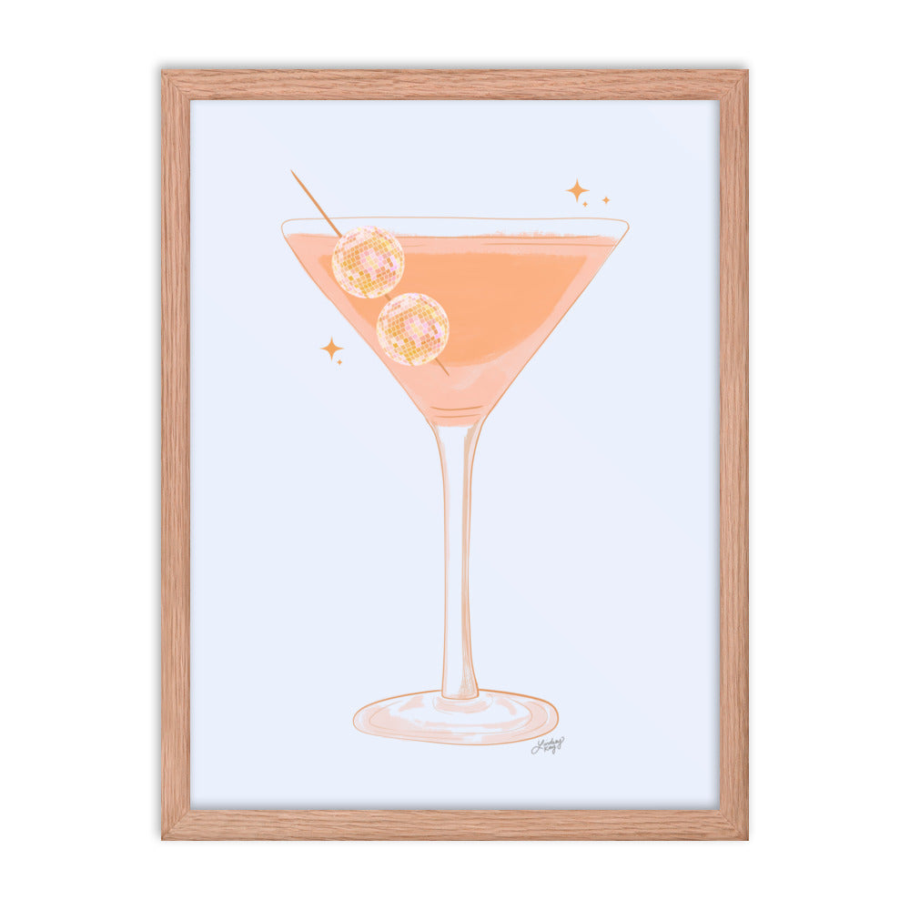 Illustration de boule disco Martini - Impression mate encadrée