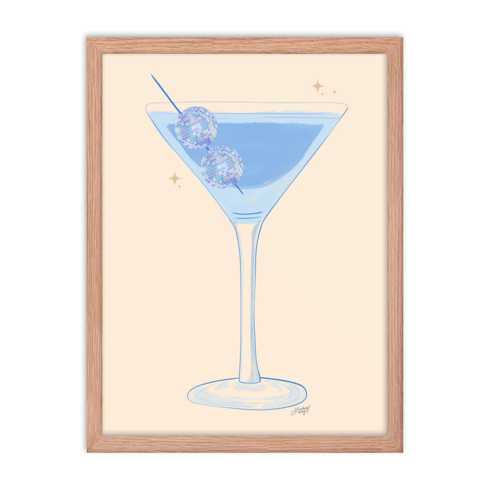 Illustration de boule disco Martini - Impression mate encadrée