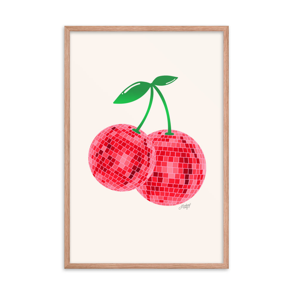 Cerises Disco Ball - Impression mate encadrée