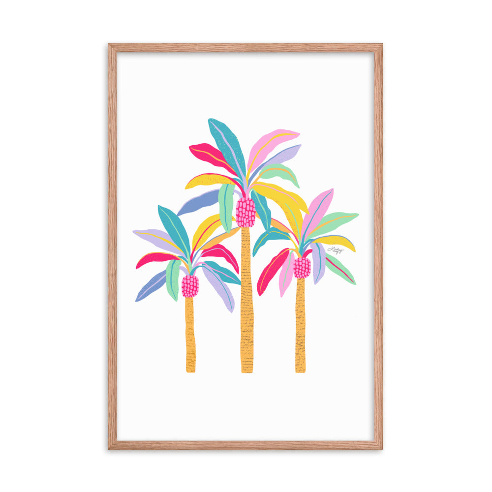 Palm Tree Illustration (Pastel Palette) - Framed Matte Print