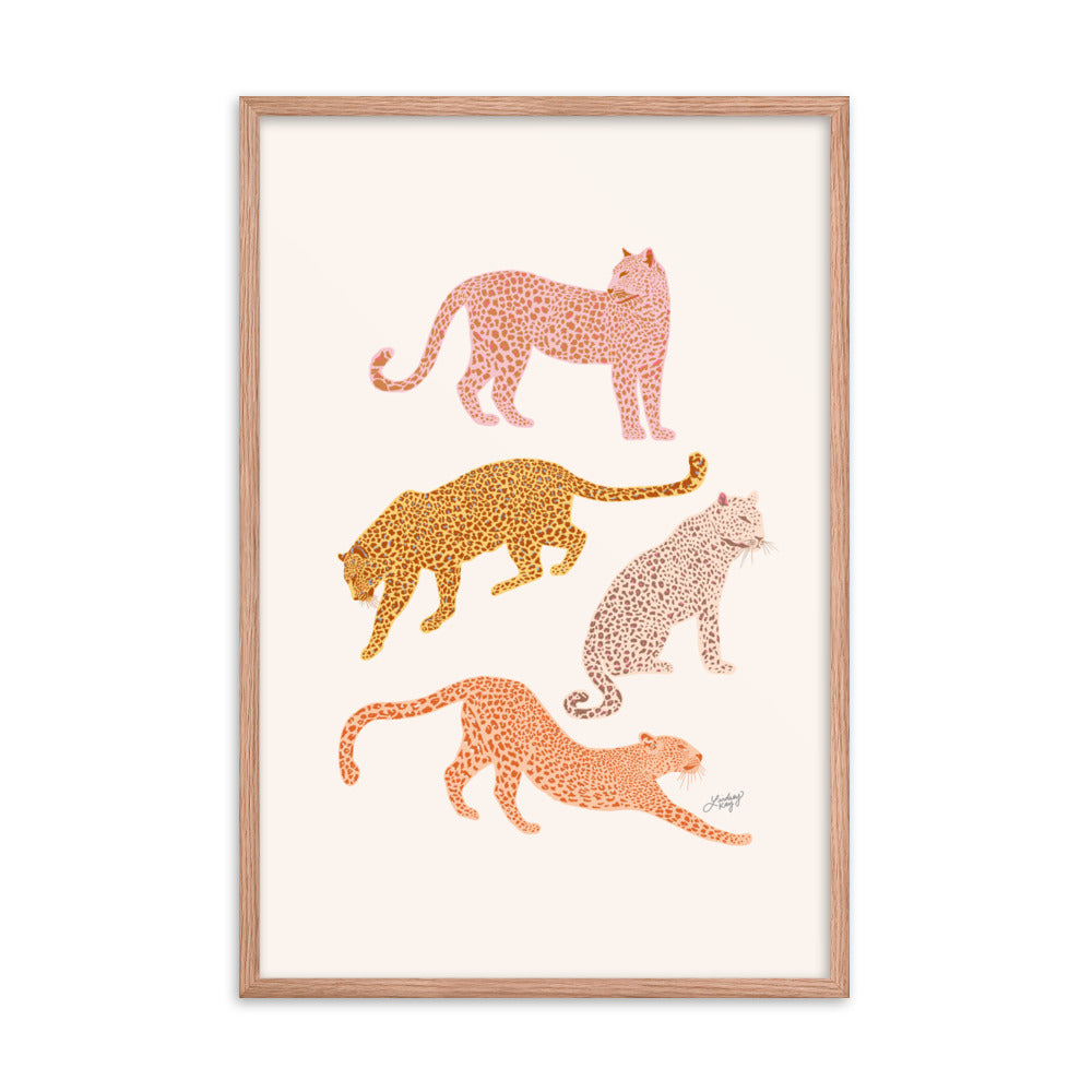 Leopards Illustration (Warm Palette) - Framed Matte Print - Lindsey Kay Collective