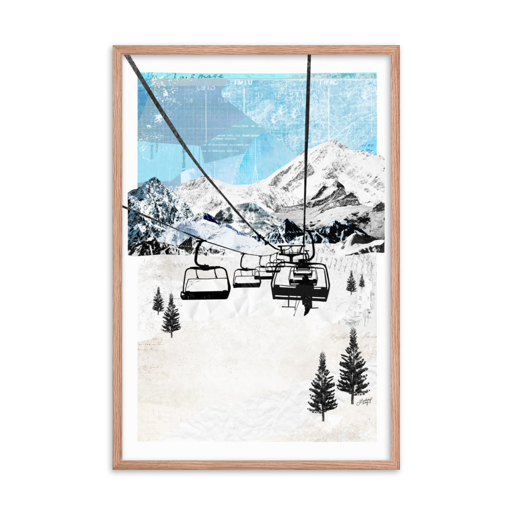 Mountain Chair Lift Landscape - Framed Art Print