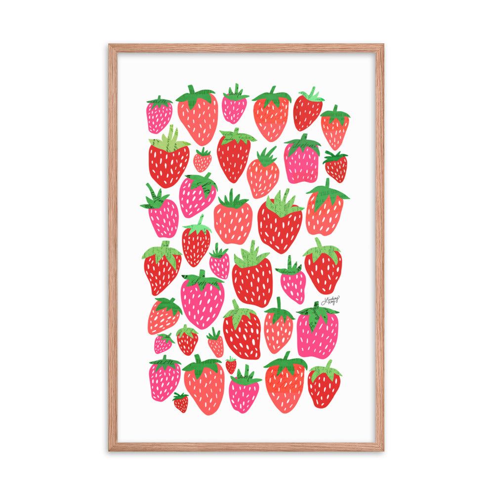 Illustration de fraises - Impression mate encadrée