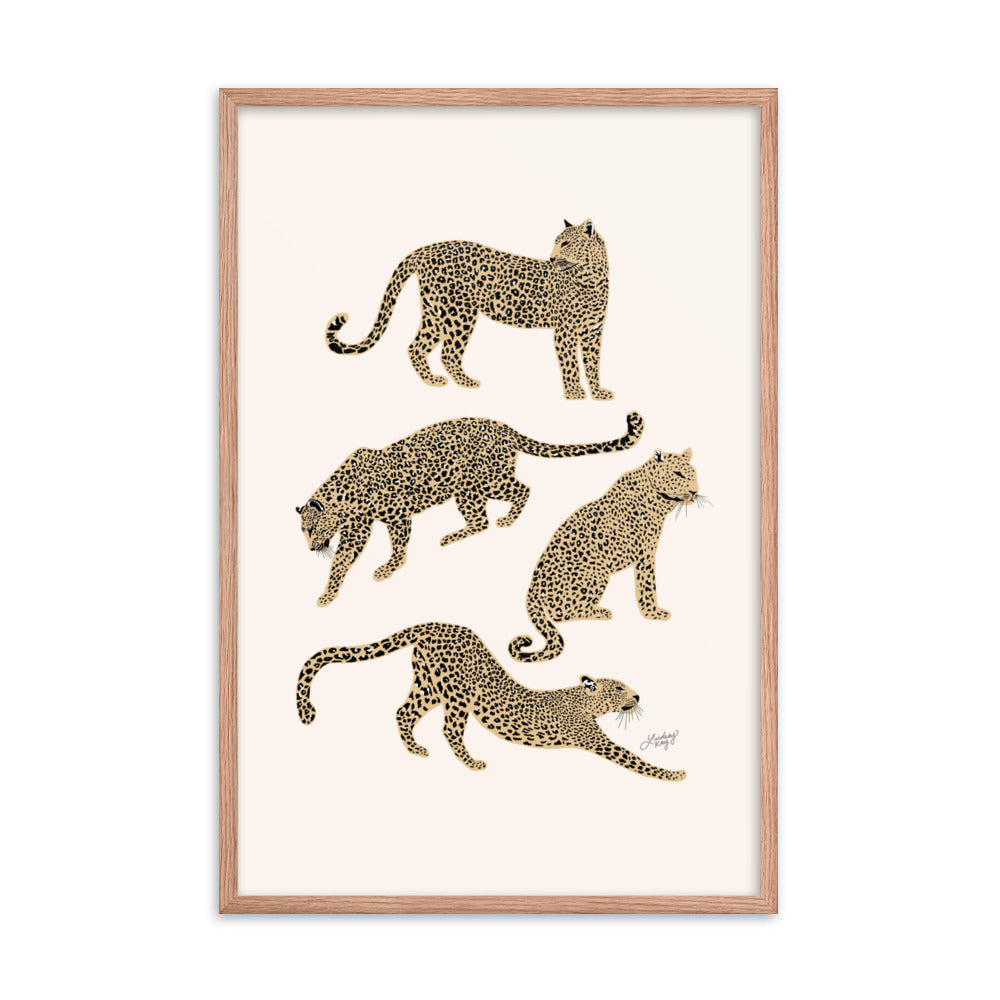 Leopards Illustration (Tan Palette) - Framed Matte Print - Lindsey Kay Collective