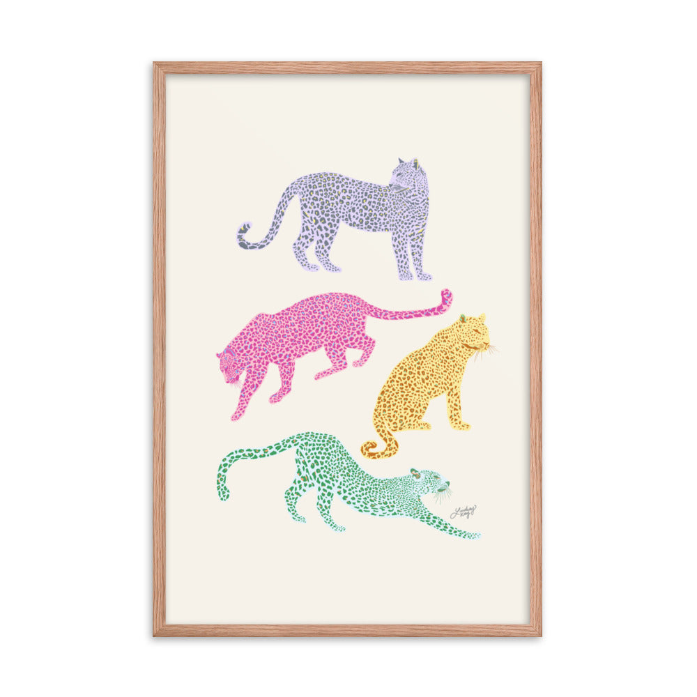Colorful Leopards - Framed Matte Print