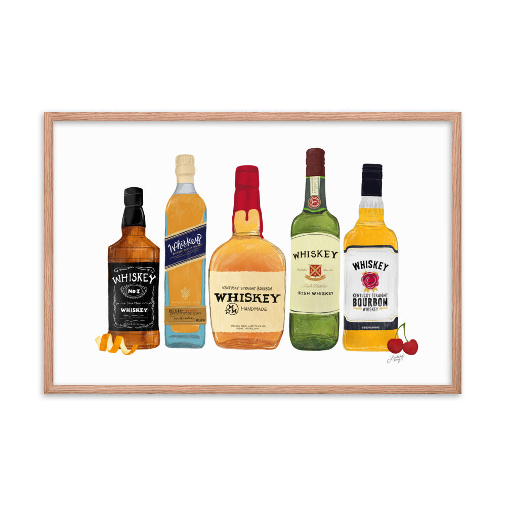 Botellas de whisky - Impresión mate enmarcada