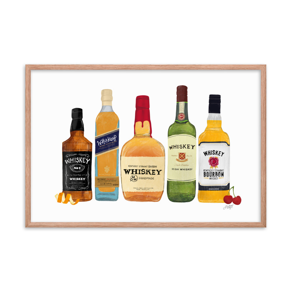 Whiskey Bottlees - Framed Matte Print - Lindsey Kay Collective