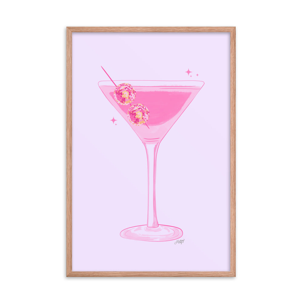 Illustration de boule disco Martini - Impression mate encadrée