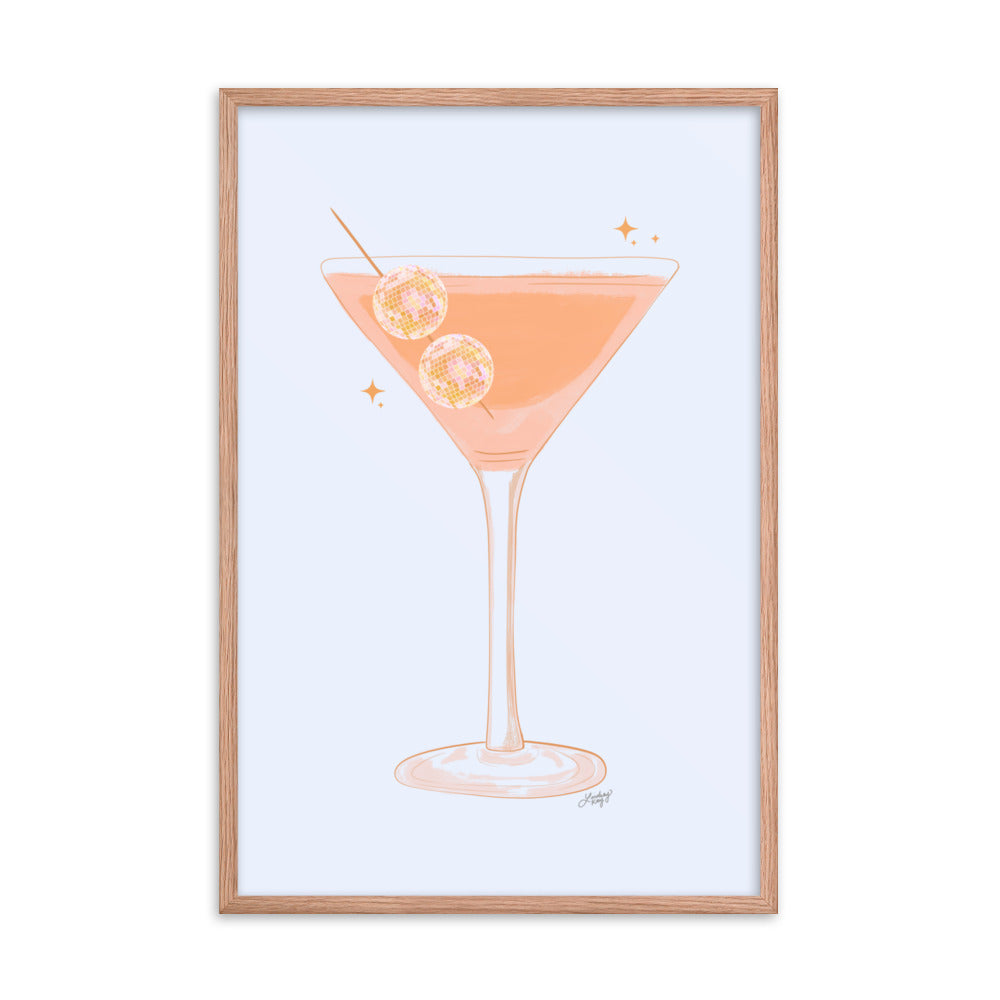 Illustration de boule disco Martini - Impression mate encadrée