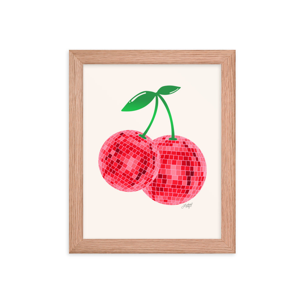 Cerises Disco Ball - Impression mate encadrée