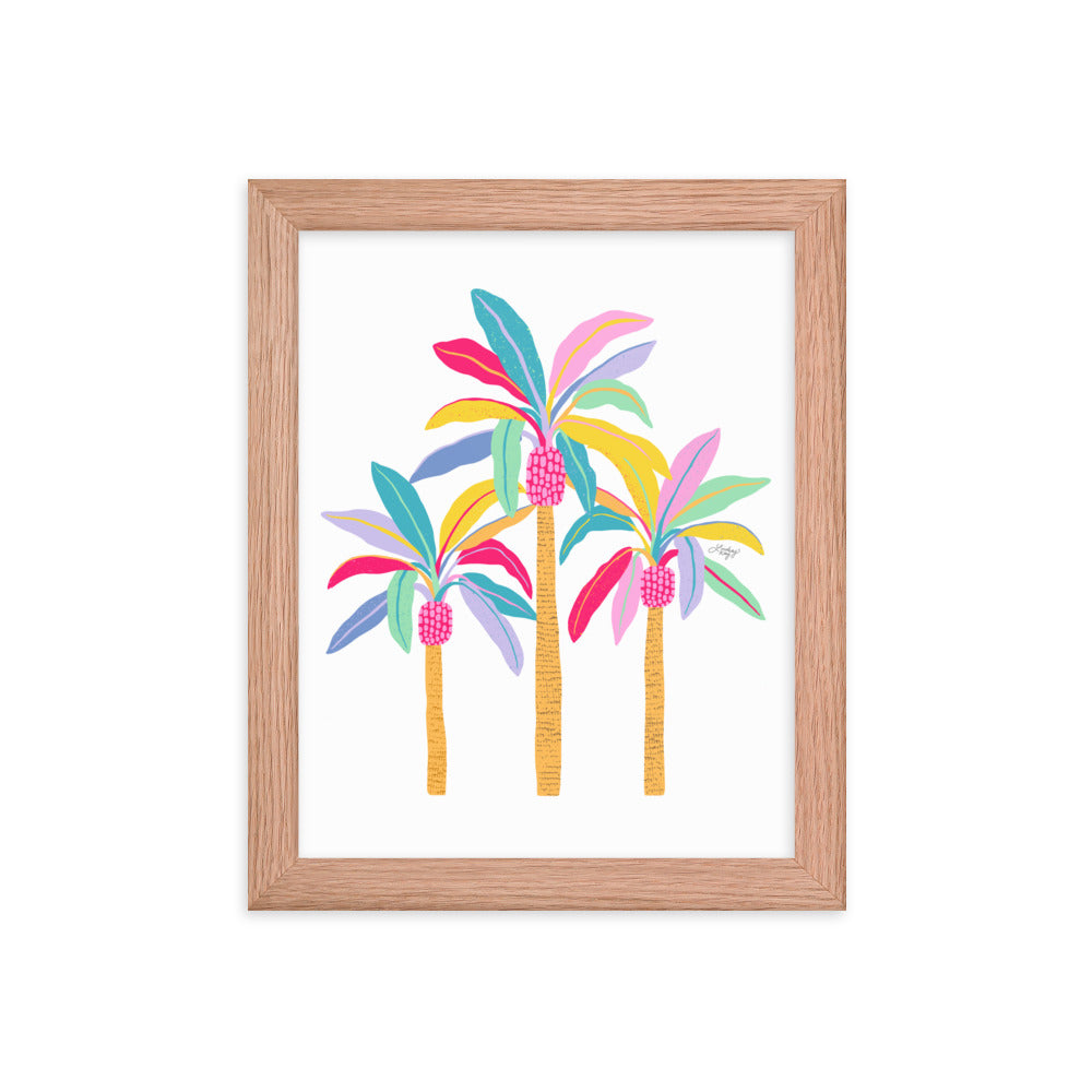Palm Tree Illustration (Pastel Palette) - Framed Matte Print