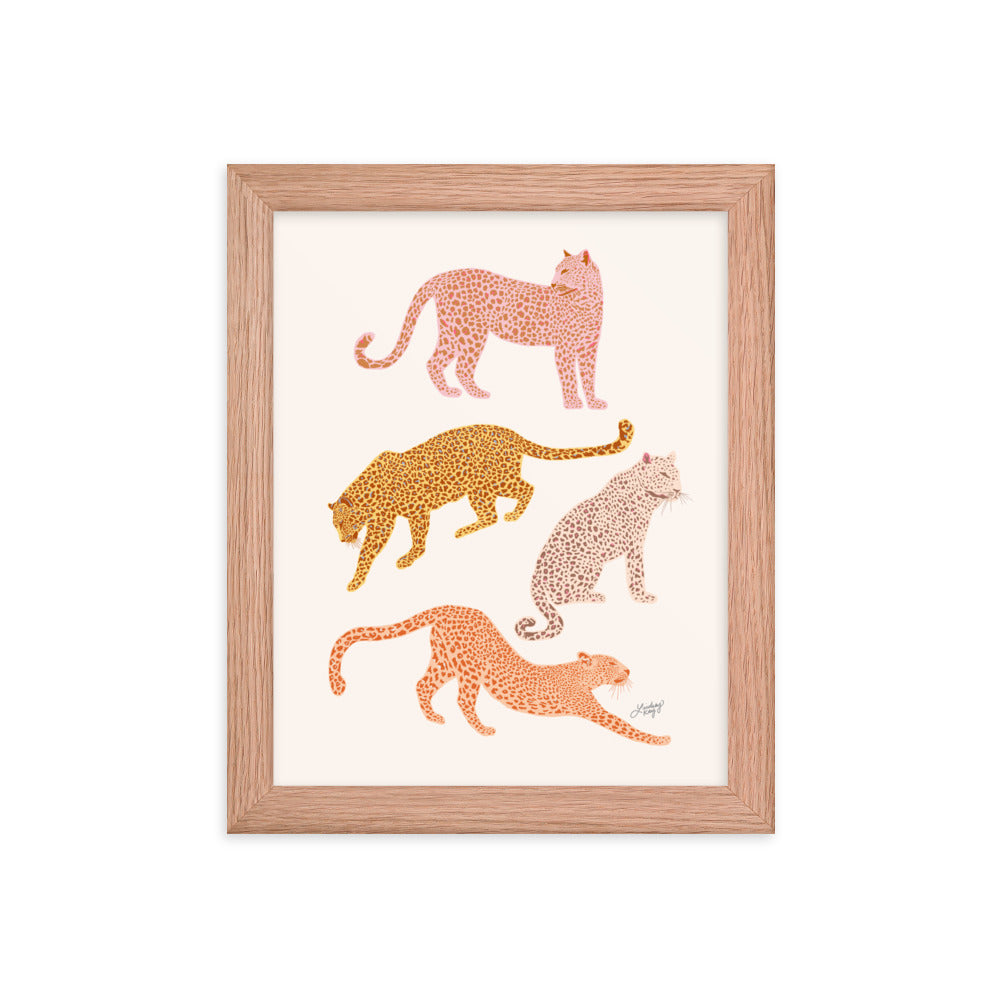 Leopards Illustration (Warm Palette) - Framed Matte Print - Lindsey Kay Collective
