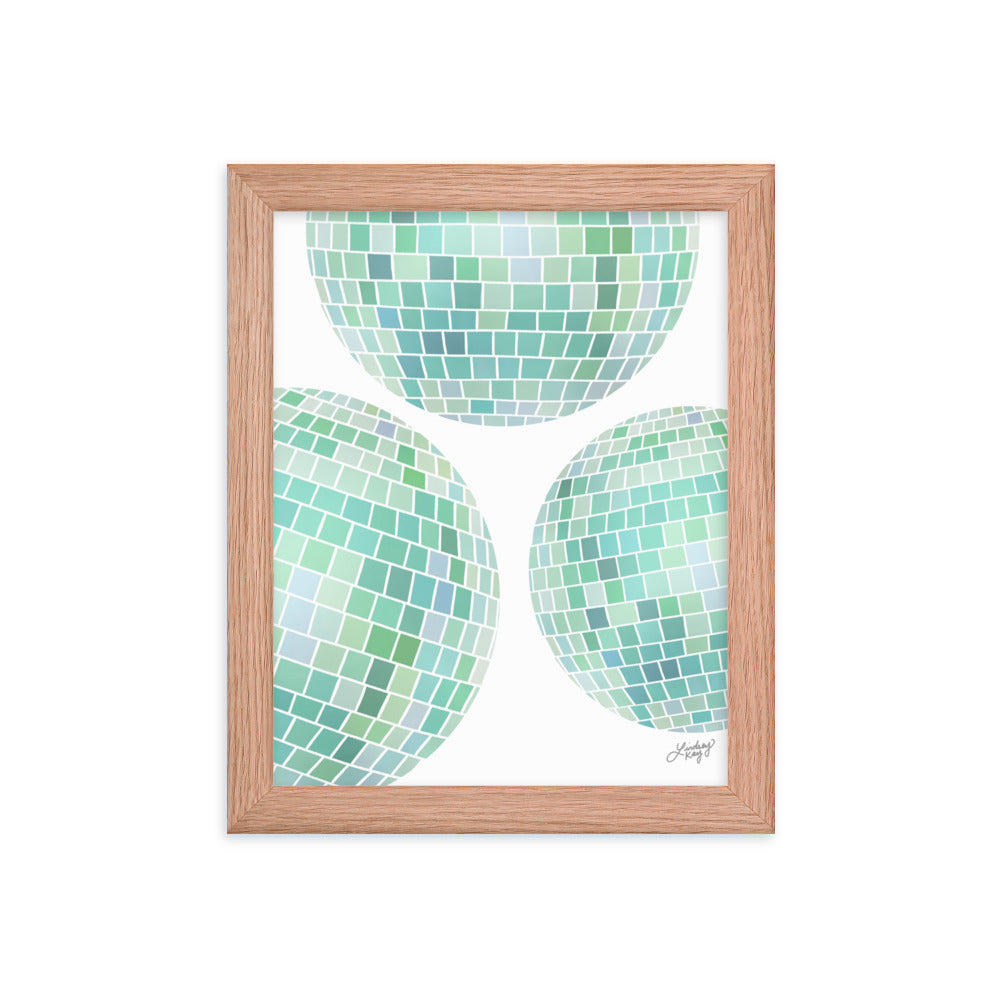 Illustration de boules disco vertes - Impression mate encadrée