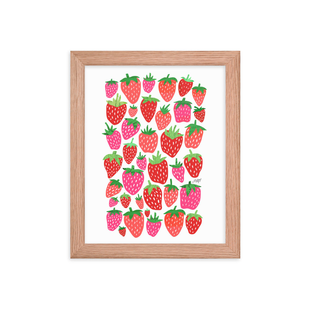 Illustration de fraises - Impression mate encadrée