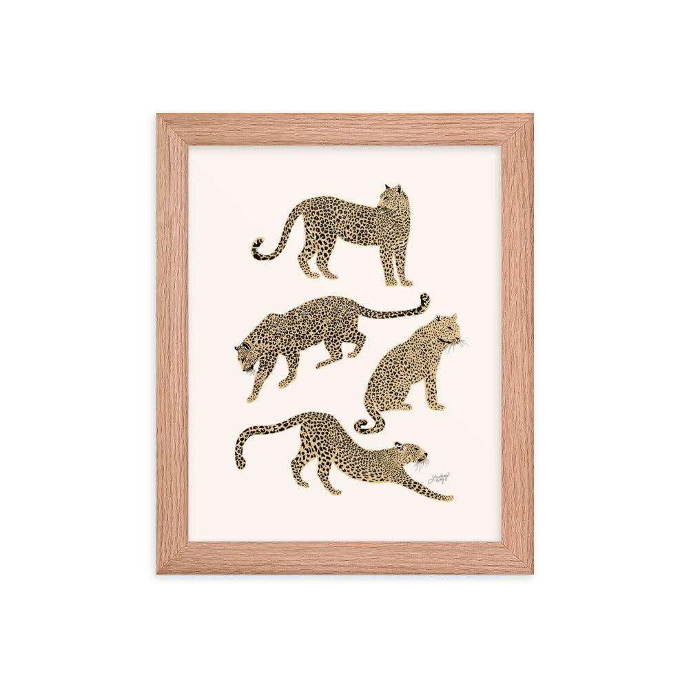 Leopards Illustration (Tan Palette) - Framed Matte Print - Lindsey Kay Collective