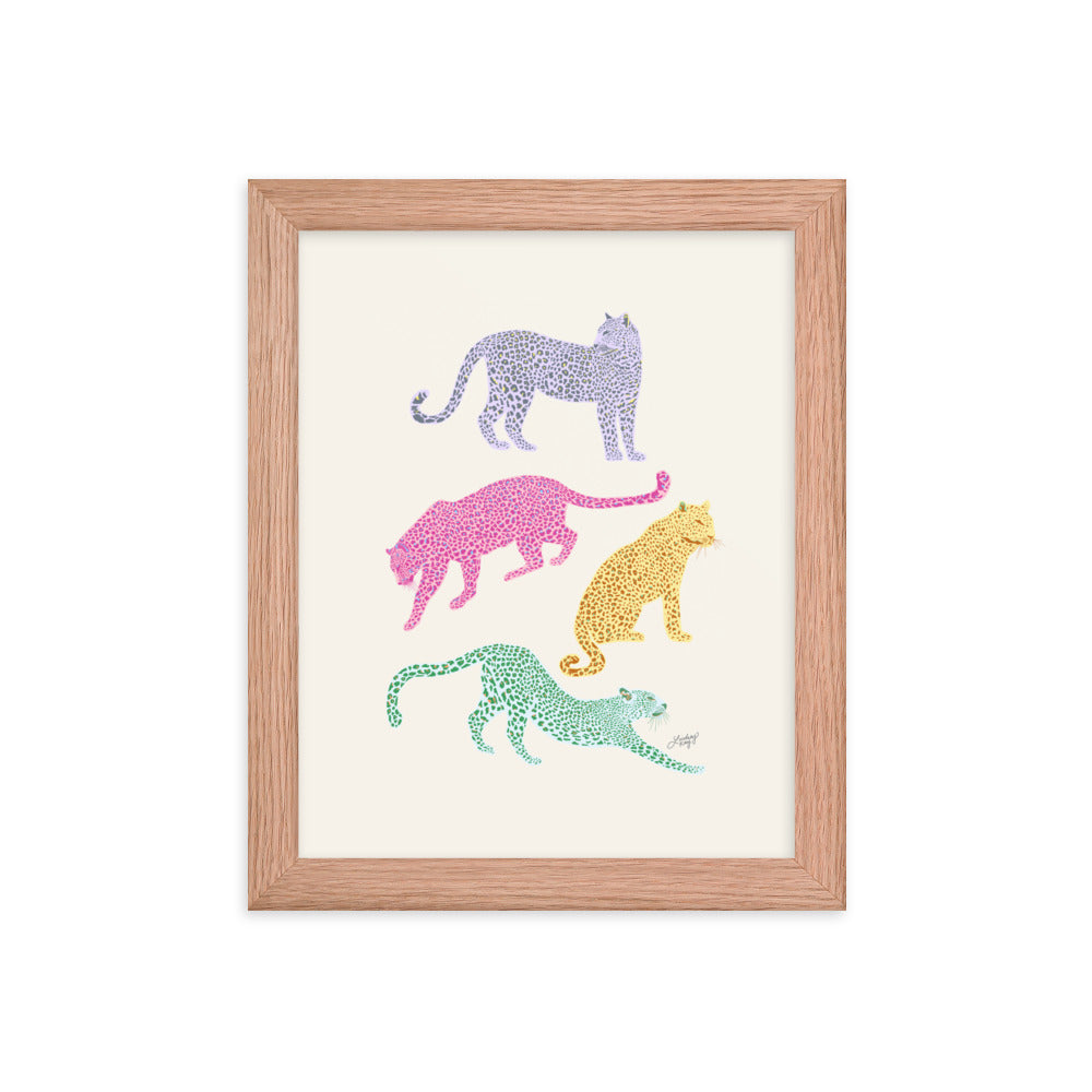 Colorful Leopards - Framed Matte Print