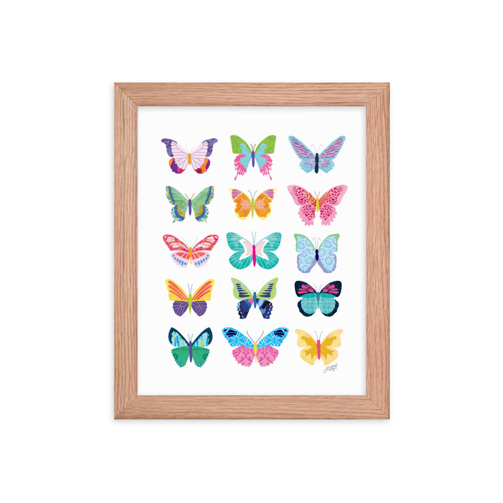 Collage de papillons colorés - Impression mate encadrée