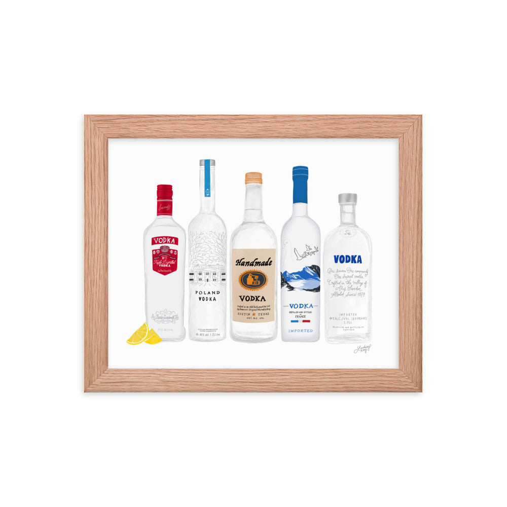 Illustration de bouteilles de vodka - Impression mate encadrée