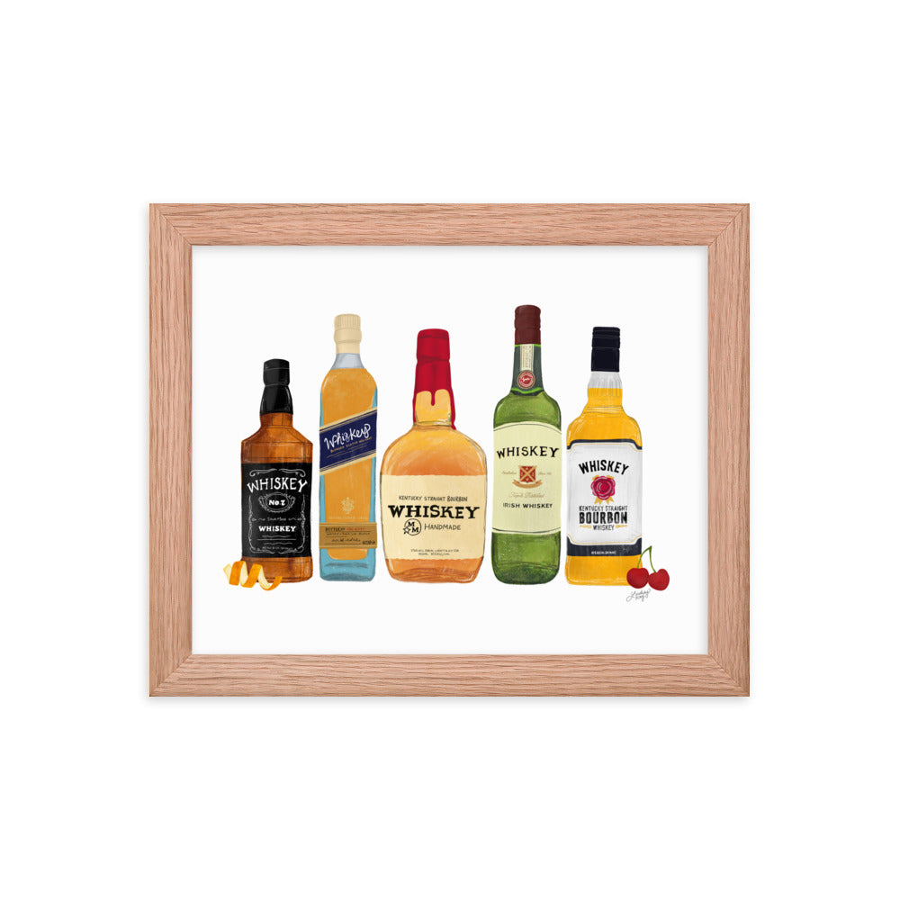 Whiskey Bottlees - Framed Matte Print - Lindsey Kay Collective