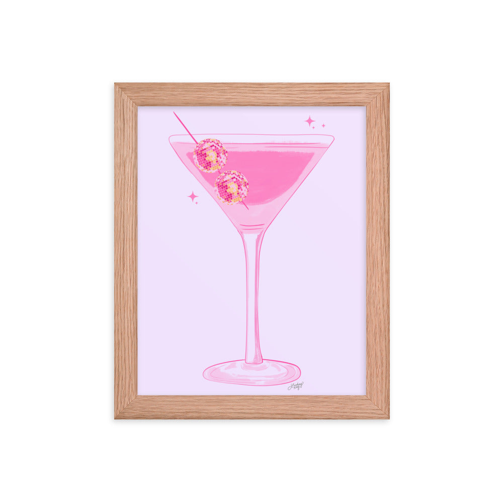 Illustration de boule disco Martini - Impression mate encadrée