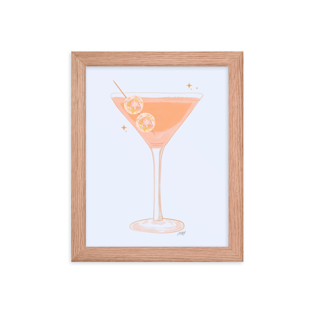 Illustration de boule disco Martini - Impression mate encadrée