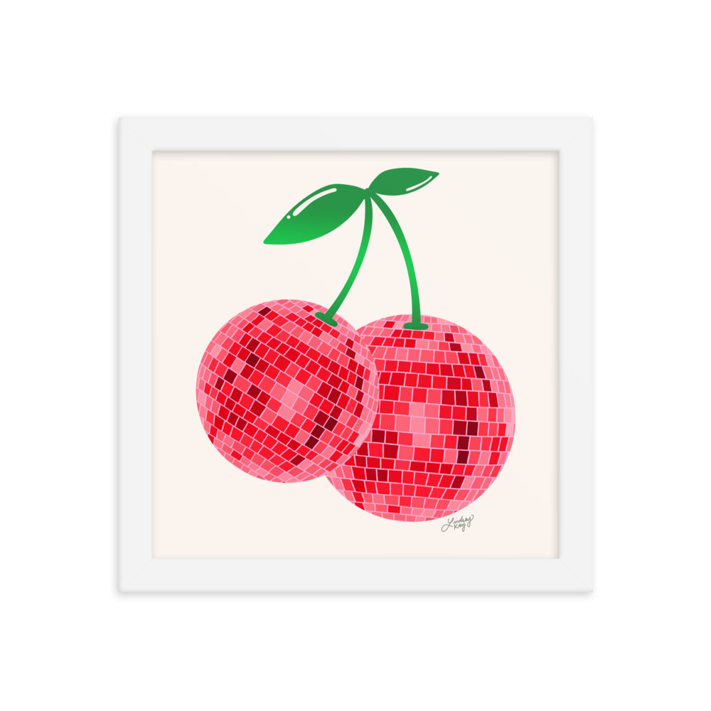 Cerises Disco Ball - Impression mate encadrée