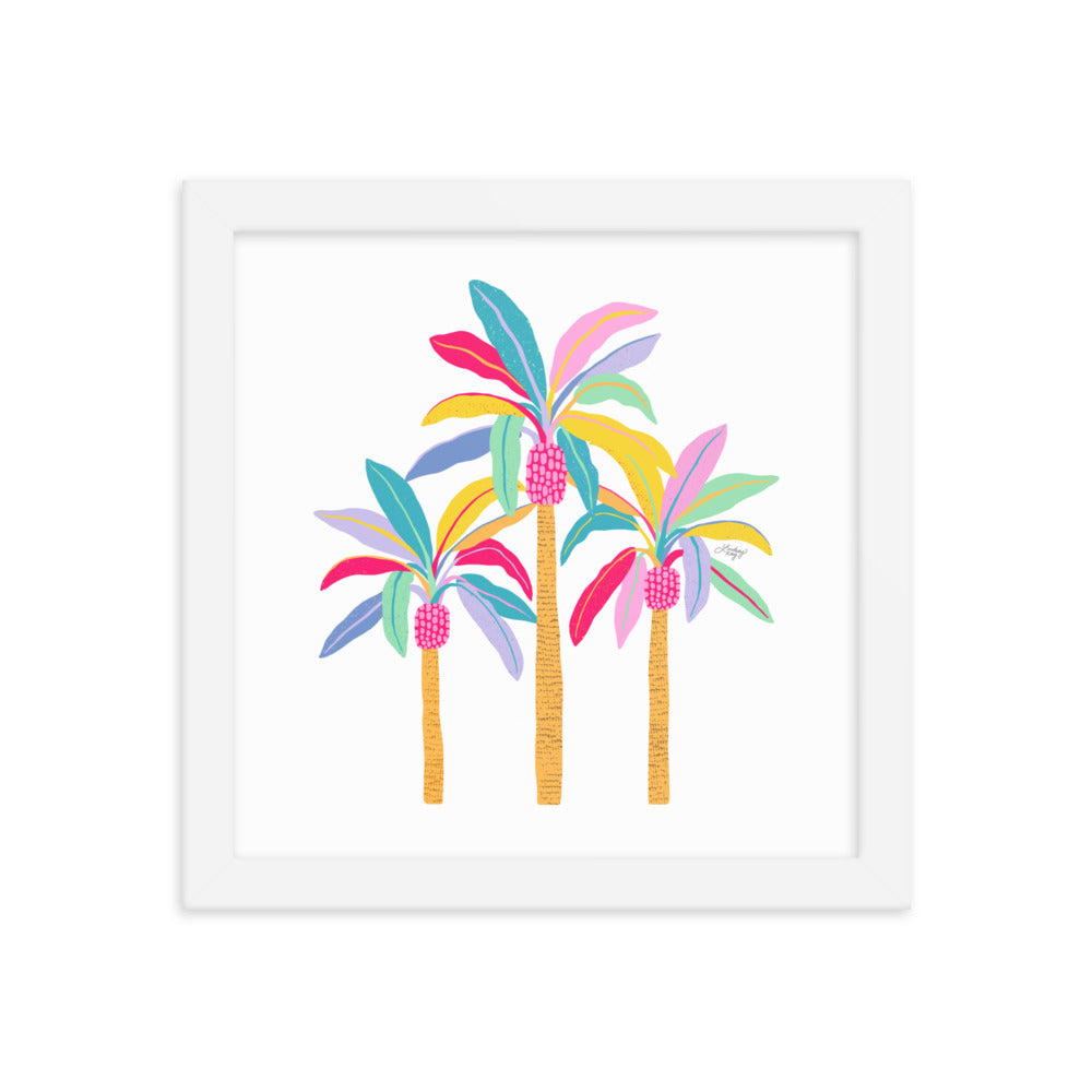 Palm Tree Illustration (Pastel Palette) - Framed Matte Print