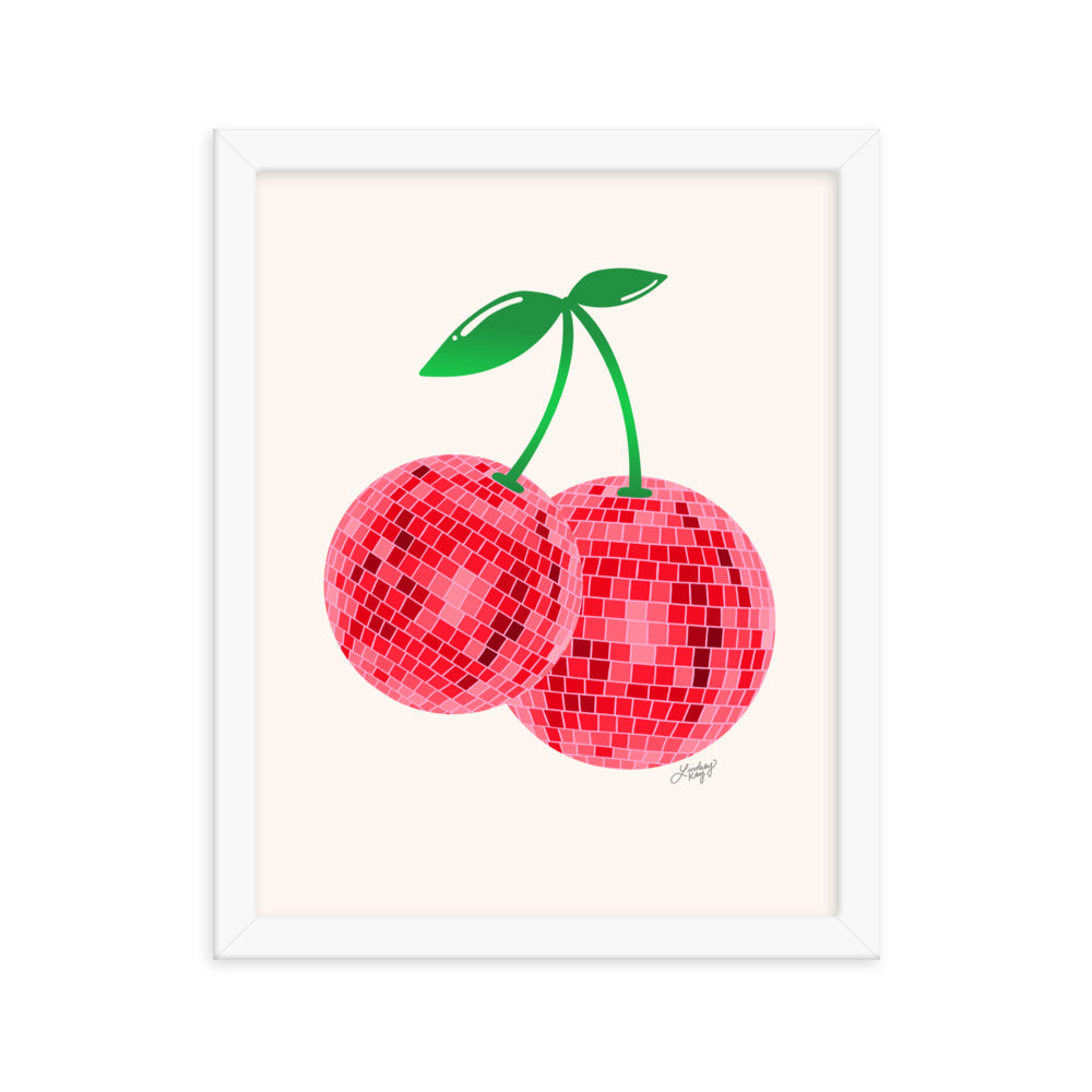 Cerises Disco Ball - Impression mate encadrée