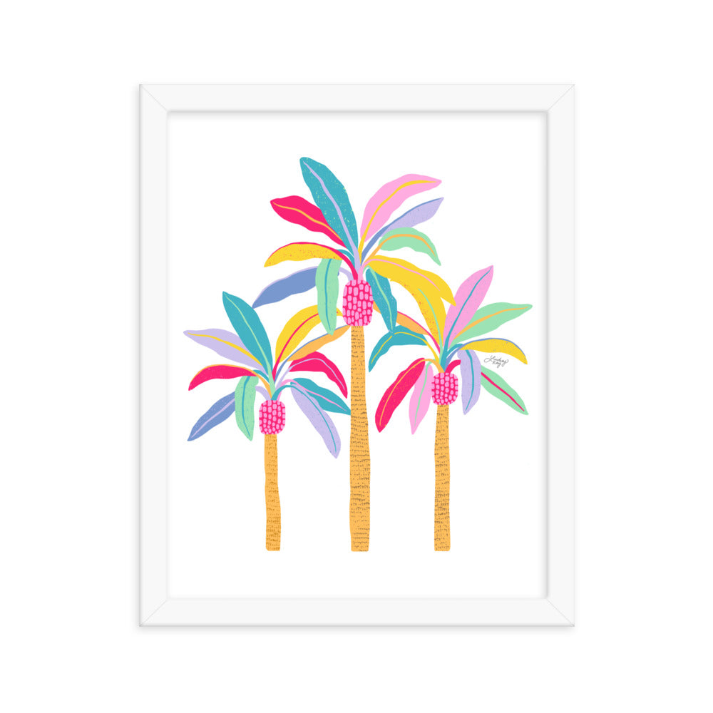 Palm Tree Illustration (Pastel Palette) - Framed Matte Print