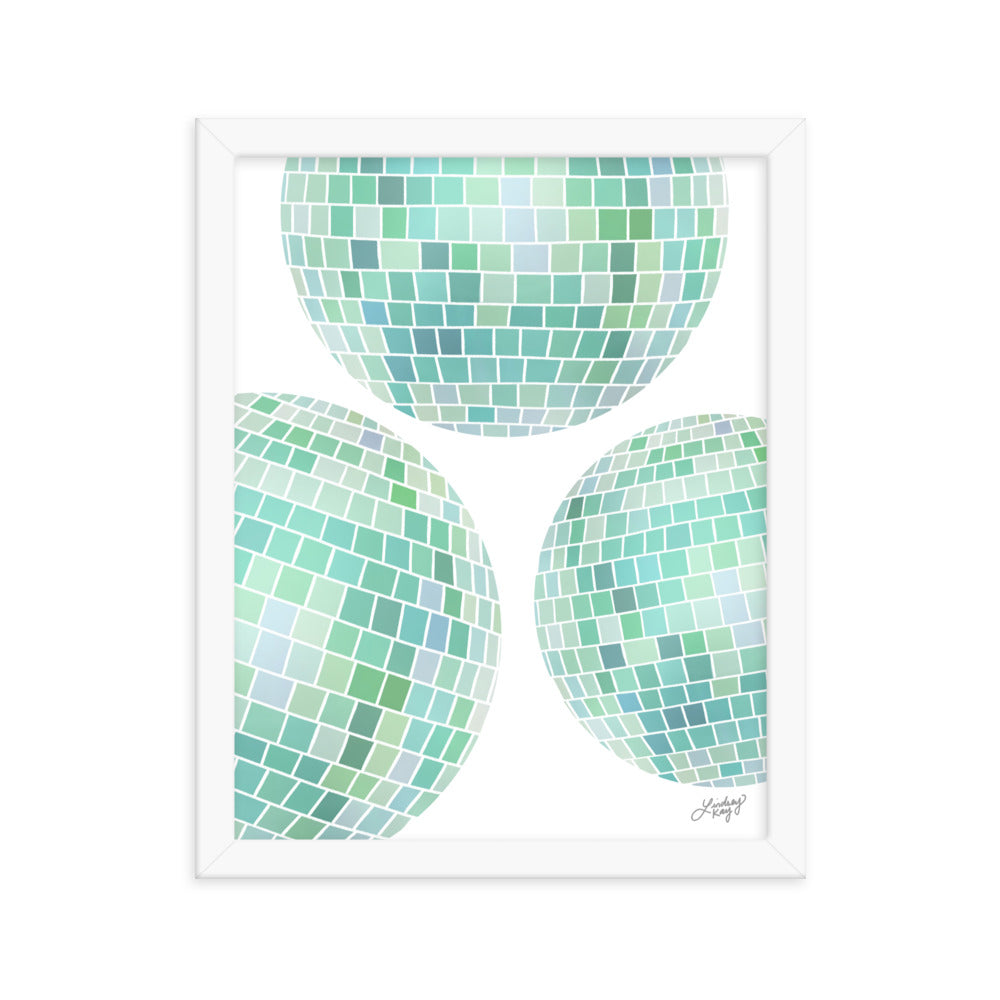 Illustration de boules disco vertes - Impression mate encadrée