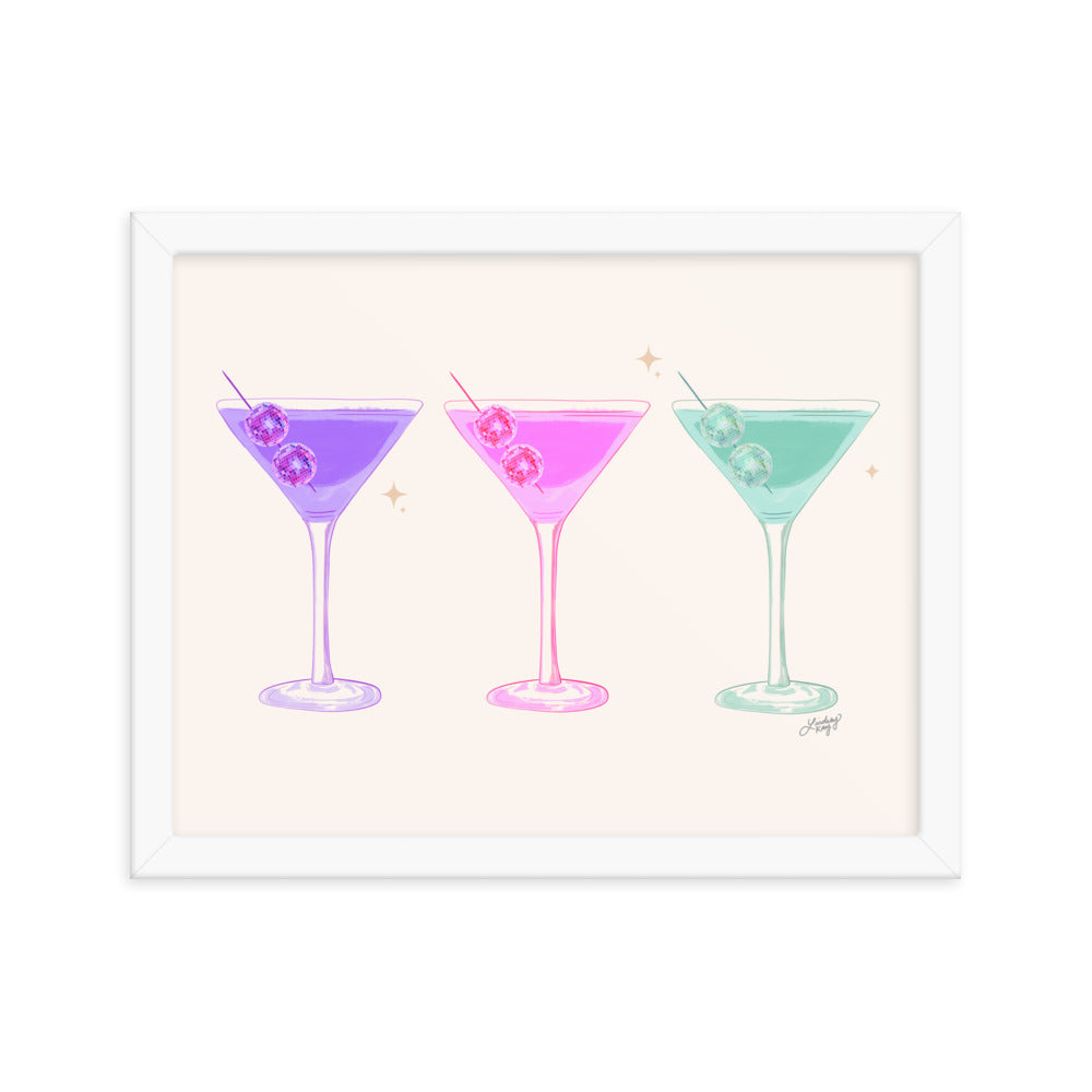 Gafas de Martini Disco Balls - Impresión mate enmarcada