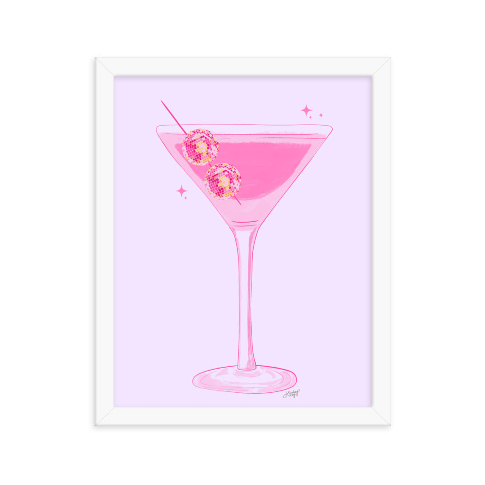 Illustration de boule disco Martini - Impression mate encadrée