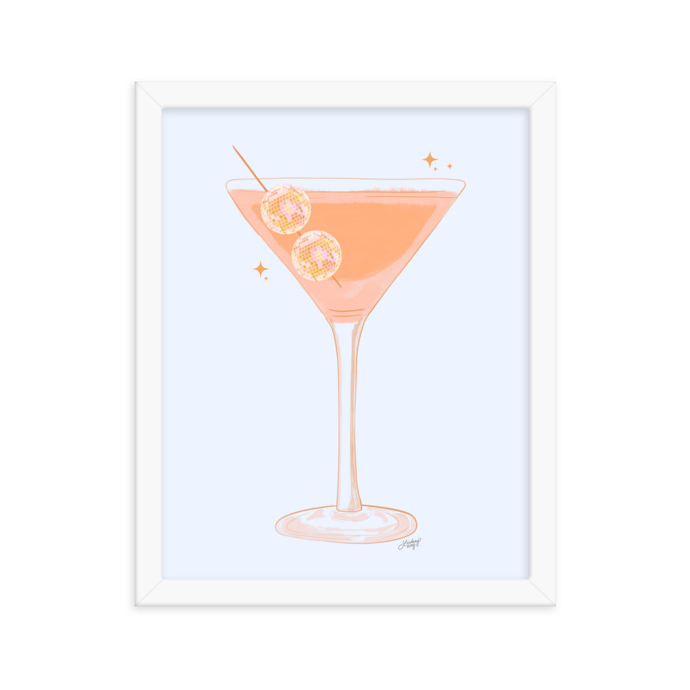 Illustration de boule disco Martini - Impression mate encadrée