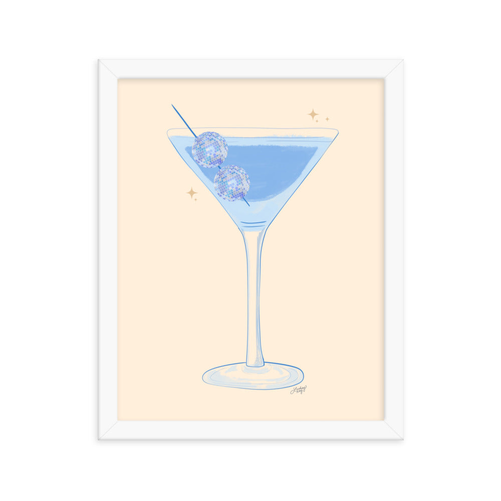 Illustration de boule disco Martini - Impression mate encadrée