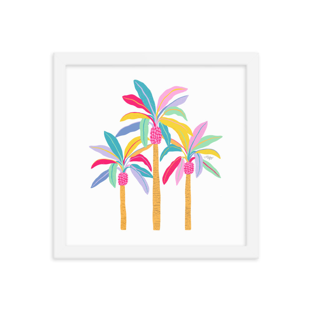 Palm Tree Illustration (Pastel Palette) - Framed Matte Print
