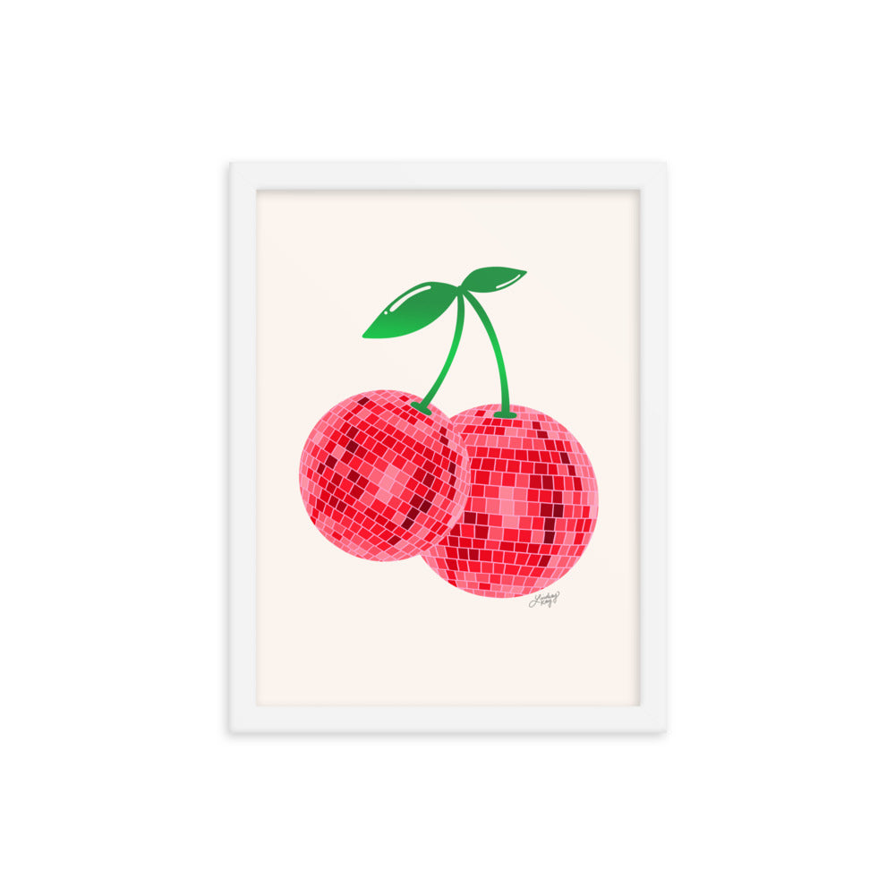 Disco Ball Cherries - Framed Matte Print
