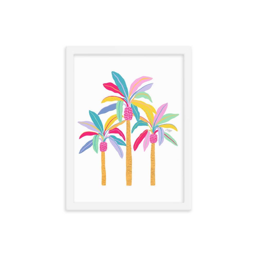 Palm Tree Illustration (Pastel Palette) - Framed Matte Print