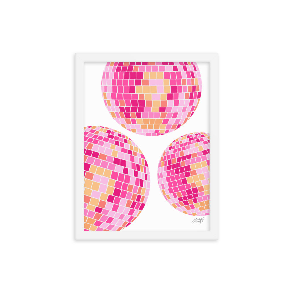 Disco Balls (Pink/Yellow Palette) - Framed Matte Print